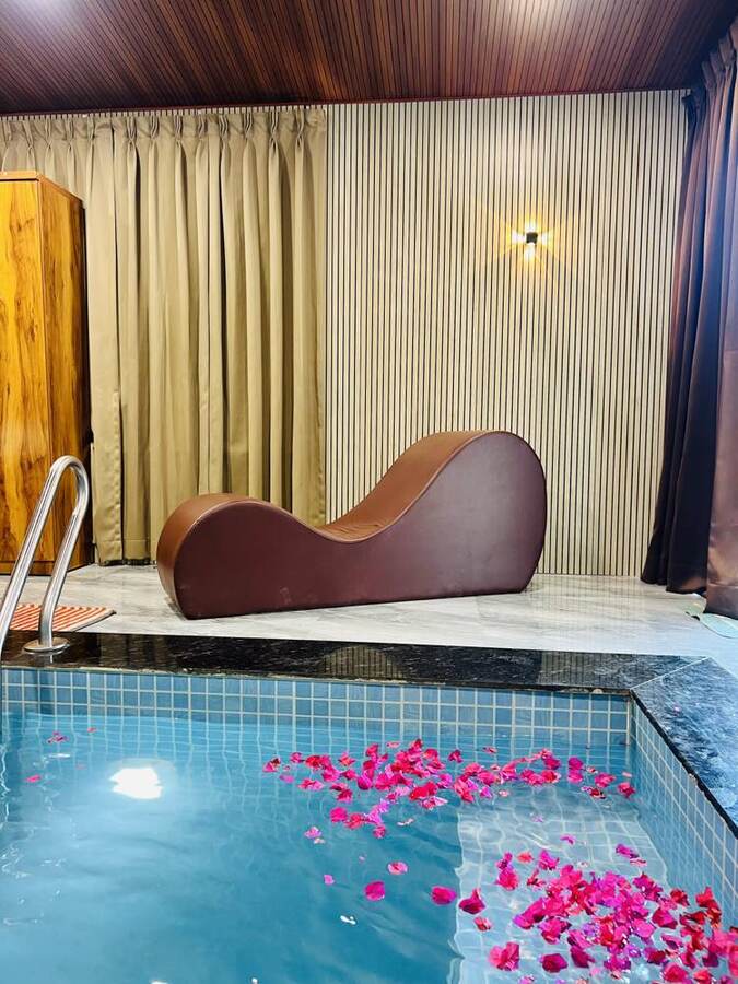 Rose petals in the pool